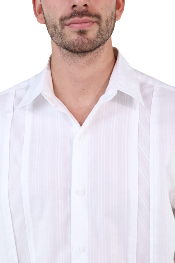 Guayabera Blanca Elegante Bordada De Algodón Corte Regular Para Caballero